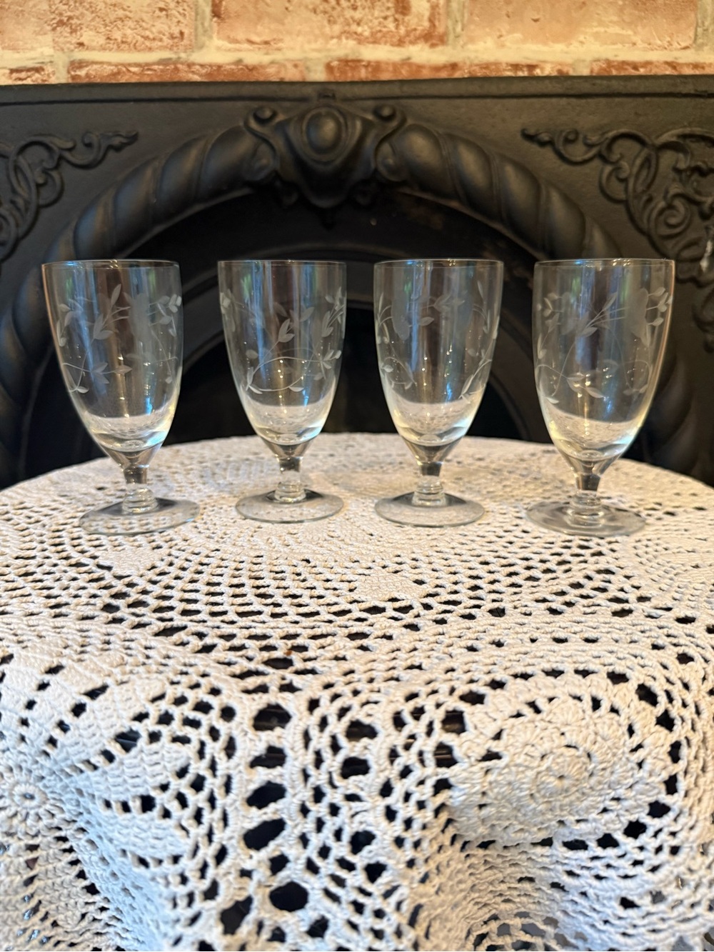 Vtg Princess House Heritage Footed Stemmed Juice Glasses Set of 4